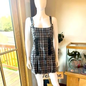 RARE! Vintage Y2K goth girl Lip Service brand skater girl corset dress plaid